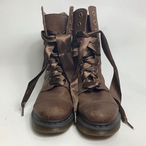 Brown soft leather Doc Martens w/ Ribbon laces